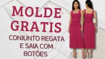 Conjunto Regata e Saia com Botões (MOLDE GRATIS)