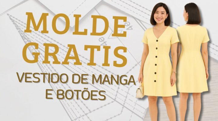 Molde Gratis – Vestido de Manga e Botões