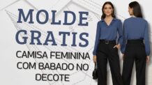 Molde Grátis 1 – Camisa Feminina com Babado no Decote