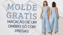 Macacão de Um Ombro Só com Pregas (MOLDE GRATIS)