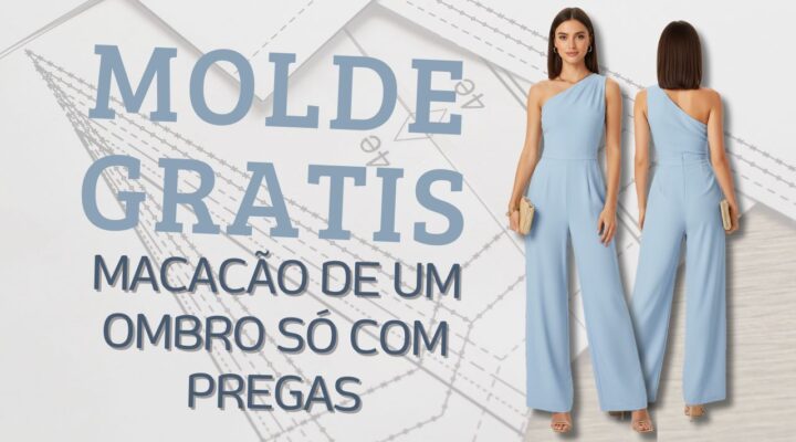 Macacão de Um Ombro Só com Pregas (MOLDE GRATIS)