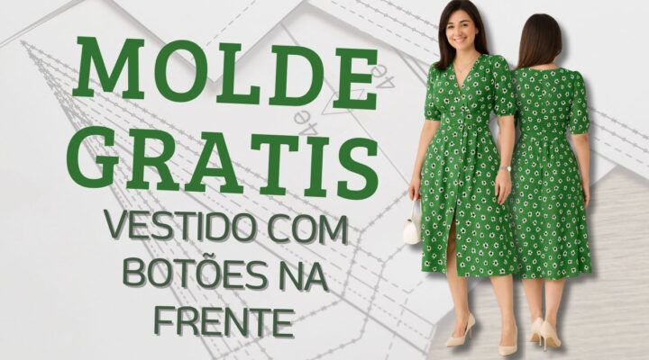 Molde Grátis – Vestido com Botões na Frente