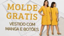 Molde Grátis Vestido com Manga e Botões